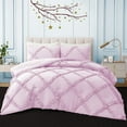 thumbnail image 2 of BedDecor 3 PC Luxury Diamond Ruffle "Pink, King/Cal King" 800 TC 100% Long Staple Egyptian Cotton Made Down Alternative Comforter, 2 of 5
