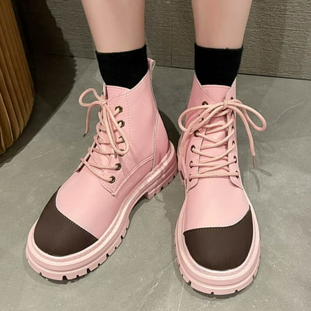 

TALKVE Womens Boots Leather Side Zipper Ankle Boots Low Tube High Heel Thick Heel Women s Boots