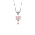 thumbnail image 2 of Delight Jewelry Silvertone Pink Baby Safety Pin Pink Bow Heart Necklace, 2 of 4