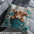 thumbnail image 2 of Homewish Cute Highland Cow Fabric by the Yard 1 Yard,Blue Butterlirs Cute Flower Home Decor Fabric by the Yard,Rustic Farmhouse Cabin Sewing Fabric For Girls,Breathable Home Decor, 2 of 6