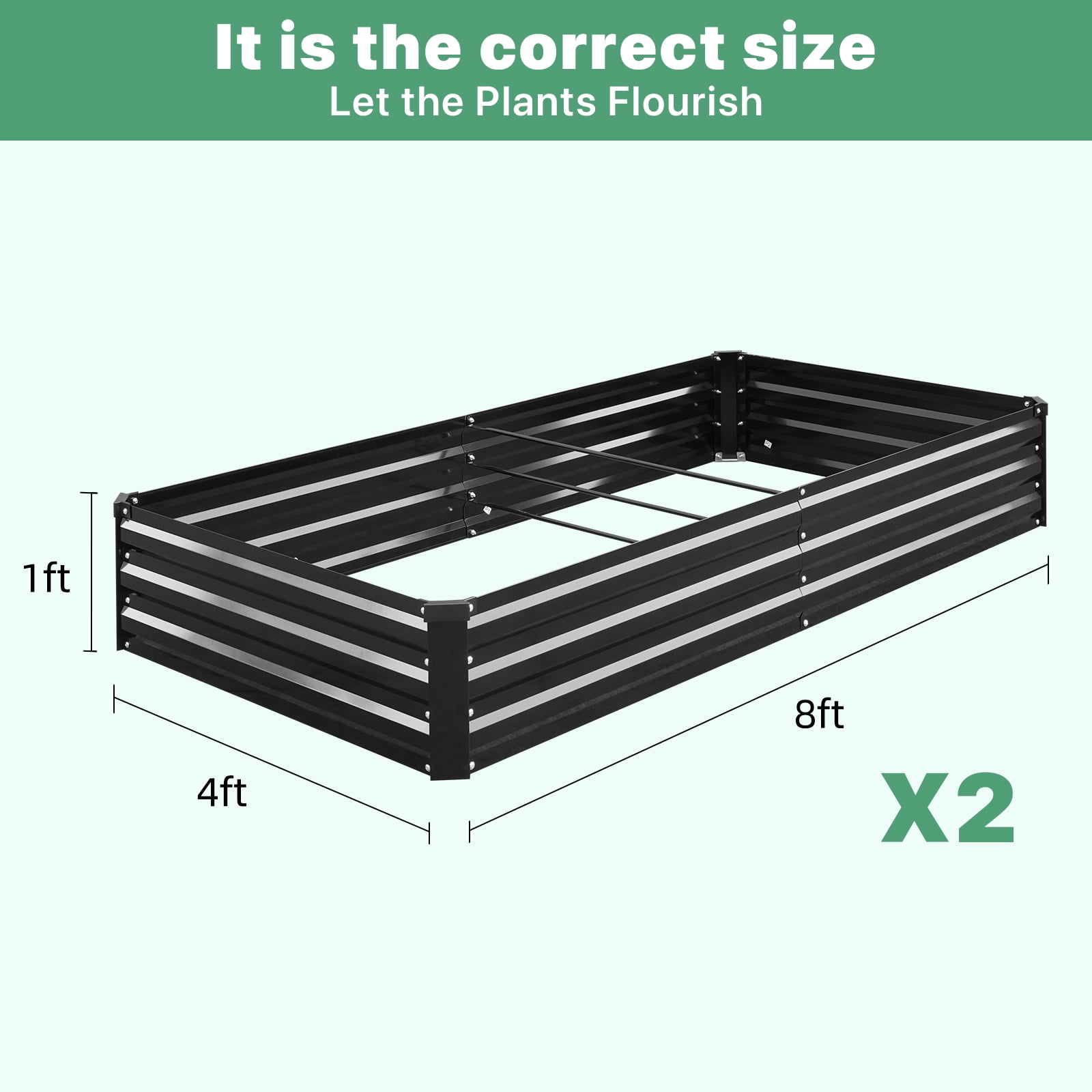 Galvanized Raised Garden Bed 2-Pack - Metal Raised Bed Garden Kit 6'x3'x1' for Flower Planters, Vegetables Herb
