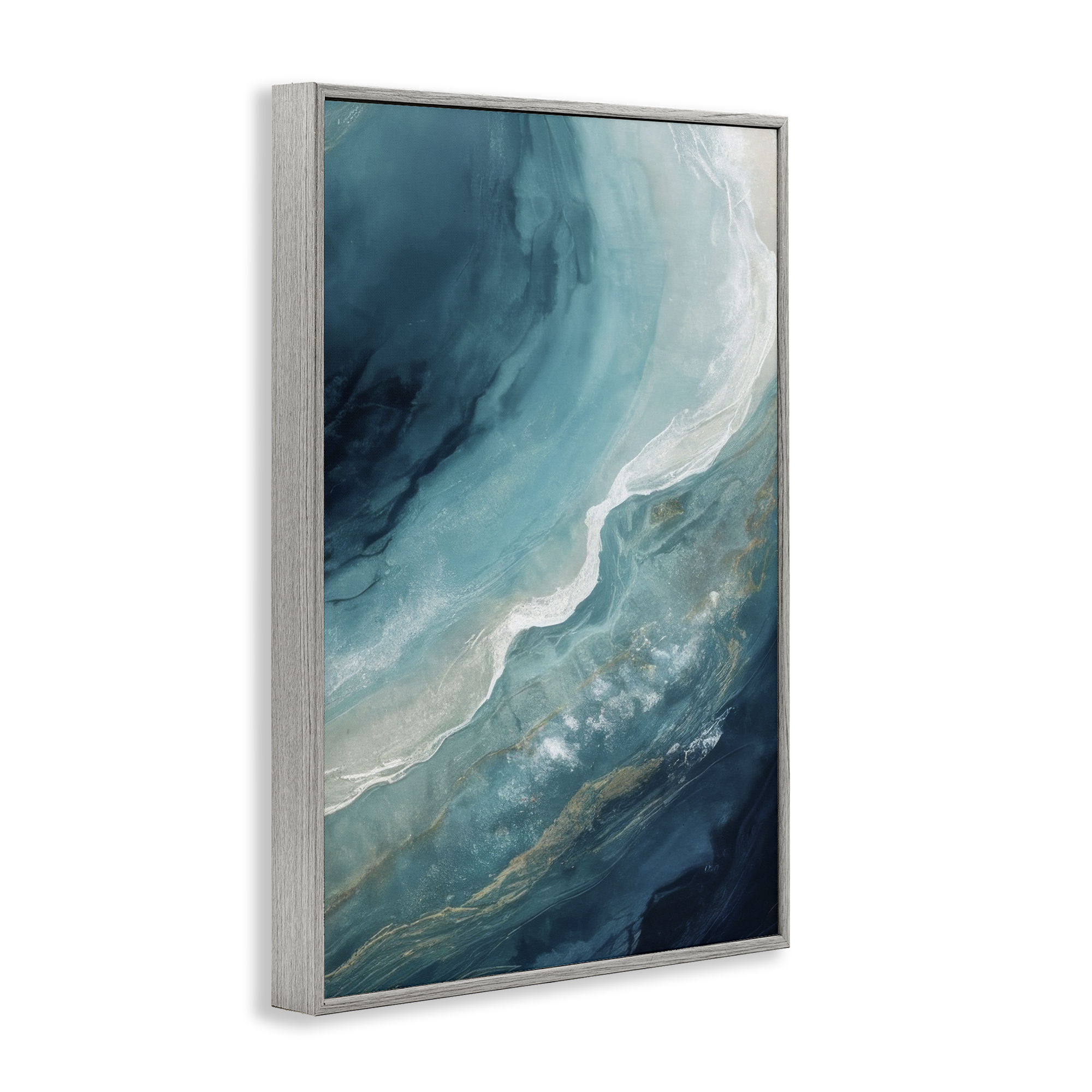 Stupell Industries Splashing Marine Currents Coastal Painting Gray Framed Art Print Wall Art, 12 x 18