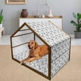 thumbnail image 2 of Black and White Pet House, Vintage Floral Pattern Victorian Classic Royal Inspired New Modern Art, Outdoor & Indoor Portable Dog Kennel with Pillow and Cover, 5 Sizes, White and Black, by Ambesonne, 2 of 4