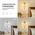 thumbnail image 5 of Plug in Wall Sconce Set of 2, Gold Vintage Wall Lights with Amber Flower Glass Shade, Indoor Brass Corded Wall Lamp Fixture for Bedroom Living Room Bathroom Hallway, 5 of 17