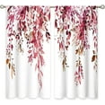thumbnail image 5 of Burgundy Eucalyptus Leaves Window Curtains Rustic Watercolor Red Flower Floral Plant Botanical Farmhouse Curtain Drapes Herb Curtains for Bedroom Living Room Treatment 2 Panels 42Wx63H Inch, 5 of 6