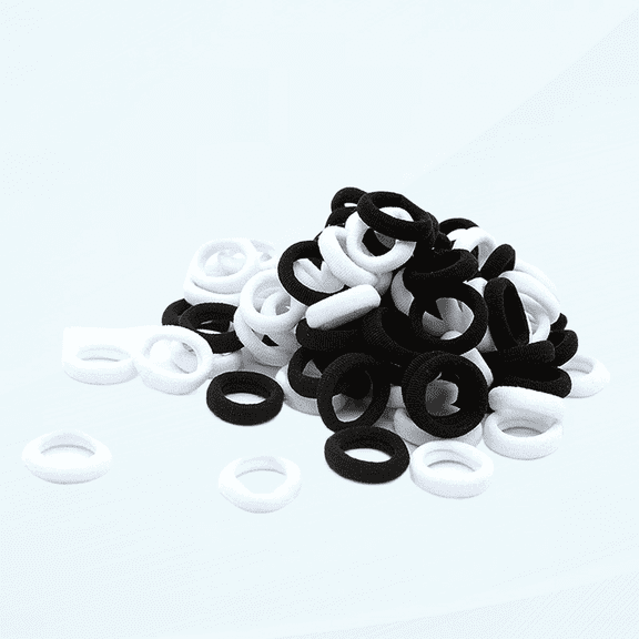 100 Pcs Baby Girls Hair Ties - Small Size Elastic Hair Ties for Baby Girls Infants Toddlers Multicolor Hair Bands Elastic Ponytail Holder (White Black)