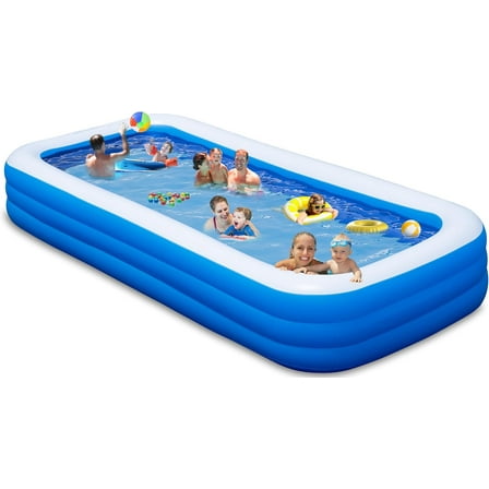 Extra Large Inflatable Pool with Pump,  158"x74"x22" Big Outdoor Blow Up Pool for Adults, Full Size Family Inflatable Swimming Pools for Backyard Home Garden Lawn Indoor Outdoor
