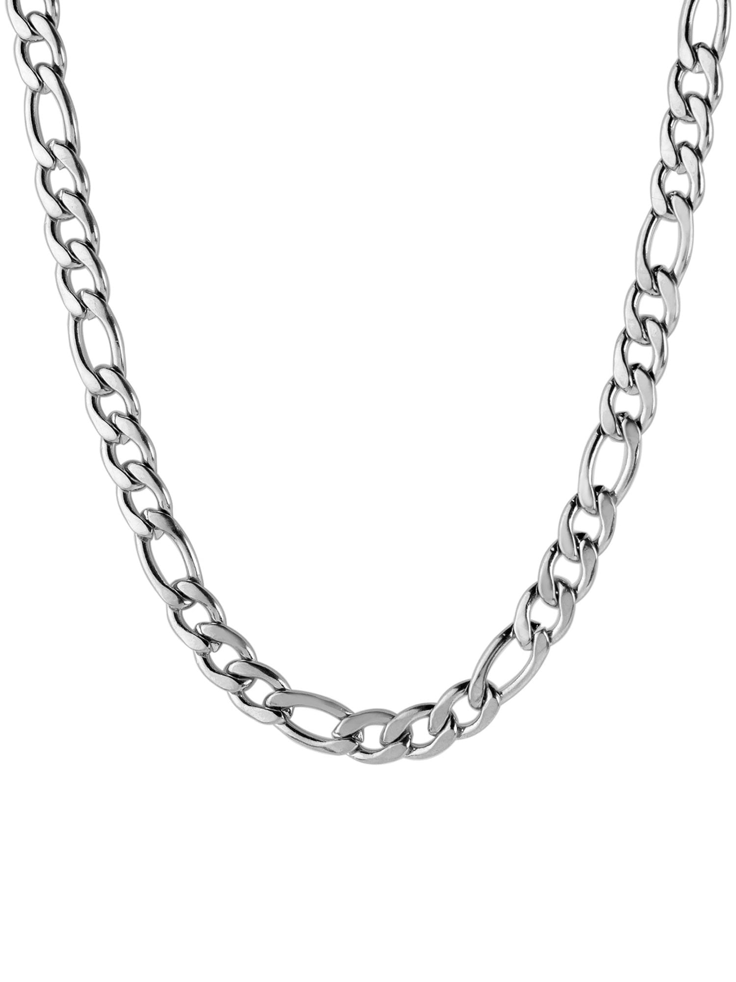 5mm Polished Stainless Steel Figaro Silver Mens Chain 