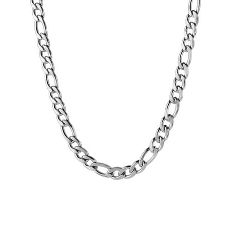 Men's Stainless Steel Figaro Chain Necklace (4.6 (Best Silver Chains For Men)