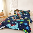 thumbnail image 3 of Feelyou Jungle Dino Twin Bedding Sets for Kids Boys Girls, Tropical Wildlife Bedding Comforter Set, Navy, Blue Reversible, 7 Pieces, 3 of 7
