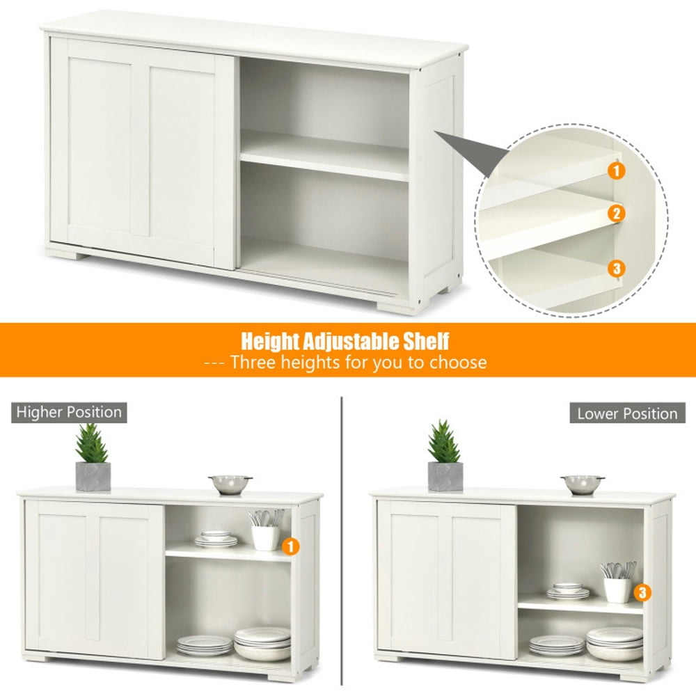 Finihen Kitchen Storage Cabinet, Buffet Sideboard, Kitchen Storage Cupboard Cabinet with Sliding Door, for Dining Room, Kitchen, Living Room, Antique White Finihen Kitchen Storage Cabinet, Buffet Sideboard, Kitchen Storage Cupboard Cabinet with Sliding Door, for Dining Room, Kitchen, Living Room, Antique White