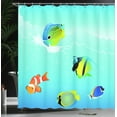 thumbnail image 4 of Ambesonne Ocean Shower Curtain, Nautical Navy Deep Sea, 69"Wx70"L, Blue Orange and Yellow, 4 of 5