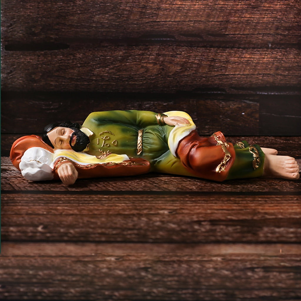 Oasiva 8 Inch Sleeping Statue Saint Catholic Religious Resin Garden Sculptures Gifts Home Desktop Ornaments