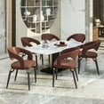 thumbnail image 4 of LeisureMod Entice Modern Dining Chairs Upholstered Leather Seat Curved Back Metal Legs Contemporary Chairs for Kitchen and Dining Room Set of 2 in Brown, 4 of 11