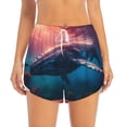 thumbnail image 4 of Lsque Sunshine Ocean Whale Printed Women's Running Shorts with Liner Pockets,Elastic Quick Dry Workout Athletic Gym Yoga Shorts,Womens High Waist Shorts-X-Large, 4 of 9
