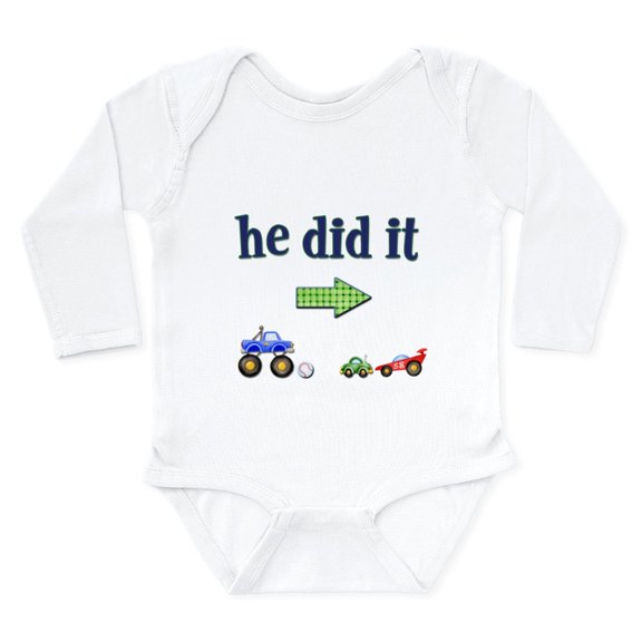 CafePress - He Did It... (Right) Infant Creeper Body Suit - Long Sleeve Cotton Baby Bodysuit