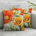 thumbnail image 3 of COMIO  Ink Painting Watercolor Yellow Orange Poppy Flowers Summer Decorative Throw Pillow Cover Case Home Living Room Bed Sofa Car, 3 of 5