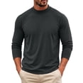 thumbnail image 2 of Enjoytime Mens T Shirts Mock Neck Stretch Long Sleeve Shirt Solid Fitted Lightweight Casual Fall Basic Tops, 2 of 6