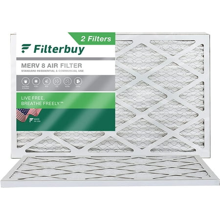 Filterbuy 14x24x1 MERV 8 Pleated HVAC AC Furnace Air Filters (2-Pack)