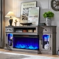 thumbnail image 6 of T4TREAM Farmhouse 70" Fireplace Electric TV Stand for TVs up to 80", Highboy Media Console with 36" 3-Sided Glass Fireplace & LED Lights, Entertainment Center for Bedroom/Living Room, Gray, 6 of 7