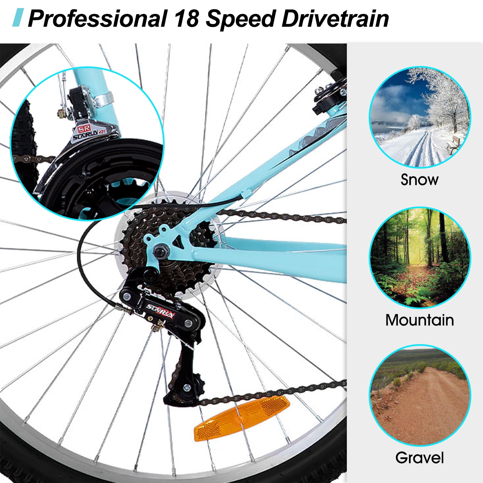 HILAND 26 inch Mountain Bike for Men Women, 18 Speeds High-Carbon Steel Frame, Sport Cycling MTB Bicycle for Adult