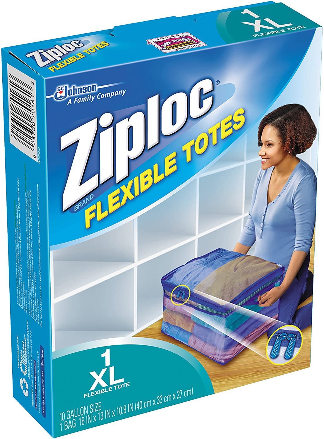 ZIPLOC XL Flexible Storage Tote 10 Gallon EXTRA LARGE zipper Totes Ziplock  70161