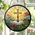 thumbnail image 6 of JingChun Easter Cross Acrylic Window Hanging, 1Pc Round Cross Stained Glass Wall Decor, Cross Stained Glass Window Hanging for Home Kitchen office Garden Decor, 6 of 6