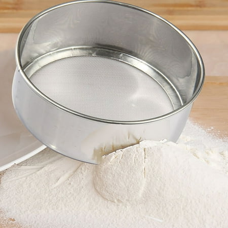 Powder Coated Colander - Stainless Steel Sieve Cup Screen Mesh Powder Flour Colander Sieve Hand Crank