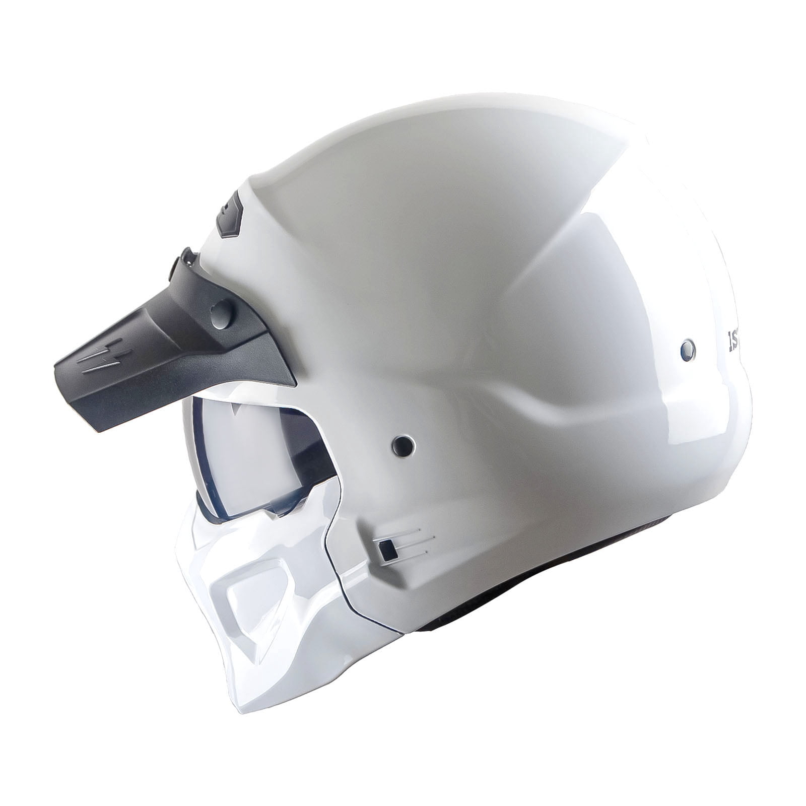 1Storm Motorcycle Full Face Helmet Open Face Helmet with Smoked Shield (Detachable Visor & Face Mask): HKY881S-E Glossy White