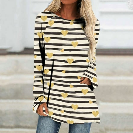 

Hvyesh Oversized Sweatshirt For Women Womens Valentine s Day Love Heart Print O Neck Sweatshirt Casual Long Sleeve Round Neck Loose Fit Pullover Tops Yellow shirts for women XXL