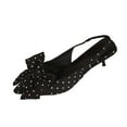 thumbnail image 2 of Miluxas Closed Pointed Toe Slingback Kitten Heels with Heels Comfortable Dressy Pump Shoes Black 9.5(43), 2 of 9