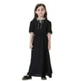 thumbnail image 4 of XAOFW Girls Dress Elegant Half Sleeve Maxi Teen Attire V-Neck Solid Color Comfort Stylish Club Party, 4 of 7
