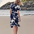 thumbnail image 4 of Roncen Women's V-Neck Short Sleeve Floral Dress - Casual Loose Fit with Floral Print, Summer A-Line Dress for Daily Outings and Casual Wear, 4 of 6