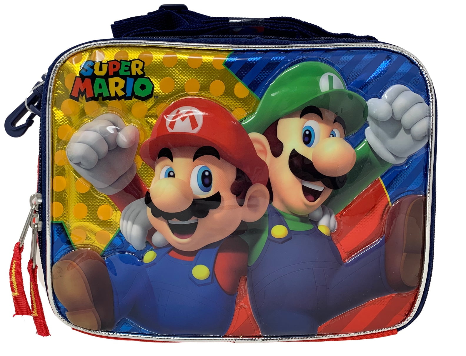 NEW Super Mario & Luigi Rectangle Lunch Bag with Strap 9.5"