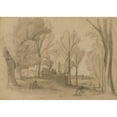 thumbnail image 2 of Jean-Achille Benouville 18x14 Gold Ornate Wood Frame and Double Matted Museum Art Print Titled - Landscape and a Sketch on the Back (19th Century), 2 of 4