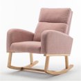 thumbnail image 7 of Modern Accent Rocking Chair, Upholstered Rocking Glider Chair with Side Pockets for Nursery, Comfy Modern Teddy Material Armchair for Living Room, Bedroom, Office, Pink, 7 of 7