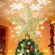 thumbnail image 2 of Luz para adorno de árbol de Navidad con proyector LED giratorio y copos de nieve 3D pentagrama dorado UE, 2 of 4