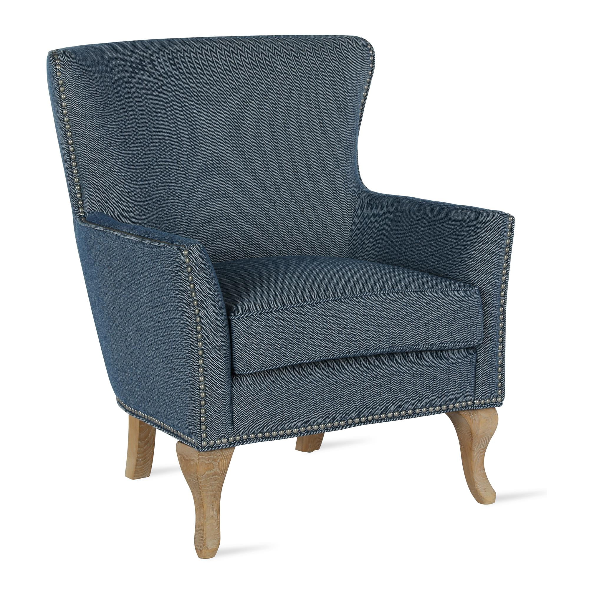 Dorel Living Reva Living Room Accent Chair, Blue Linen