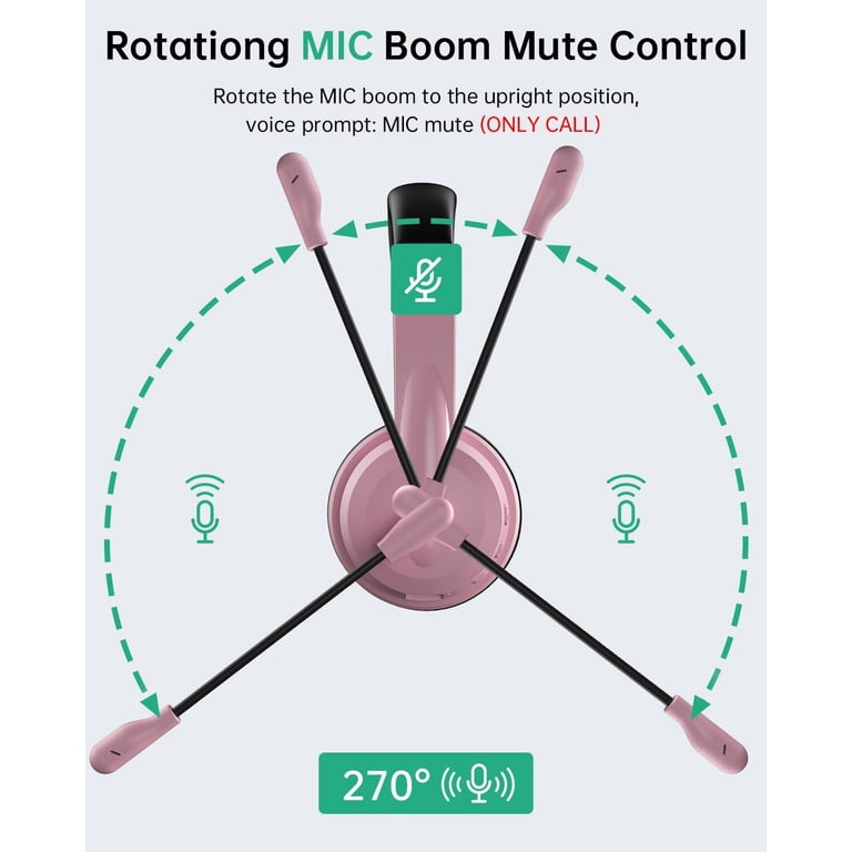 Froura Wireless Headset with AI Noise Cancelling, Pink photo 4