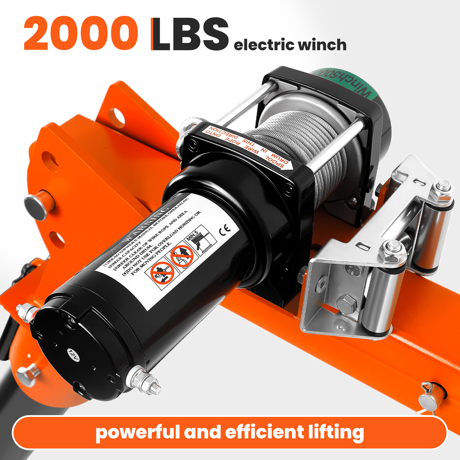 1100lb Pulling Force Folding Dismountable Hoist Truck Crane, Electric Truck Crane with 12V Electric Winch 2000 lb, Rotate Davit Crane for Construction, Warehouse & Site