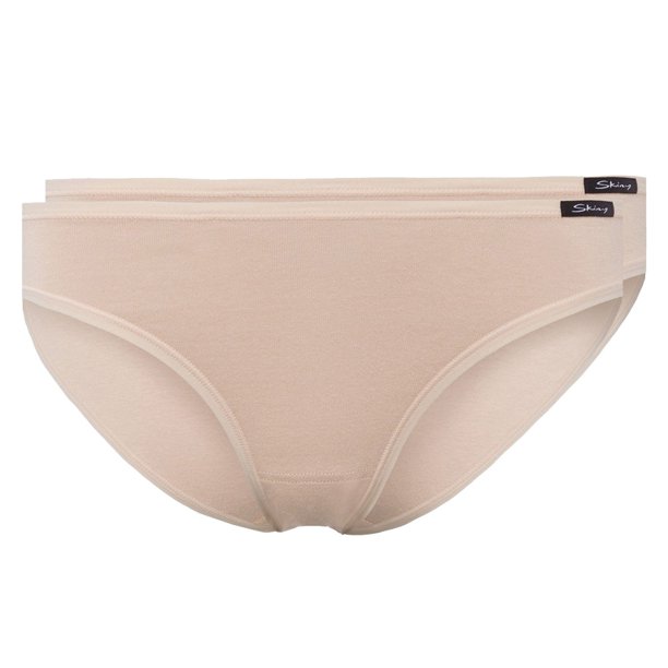 SKINY Mujer Calzoncillos de Río, paquete de 2 - Calzoncillos de bikini, algodón estirado, básico Beige XL (X-Large)