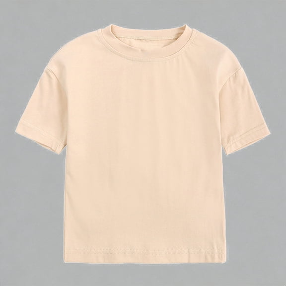 Krdevn Boys Girls Solid Basic Short Sleeve Crewneck T-Shirts Soft Cotton Casual Summer Tops for Daily Wear,12-24 Months