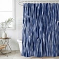 thumbnail image 6 of Vintage Wave Lines Shower Curtain Set - Long 72" x 84" Washable Bathtub Curtain with 12 Hooks, Classic Minimalist Striped Navy Blue Waterproof Fabric Stall Shower Curtains for Bathroom/Bathtub Décor, 6 of 6