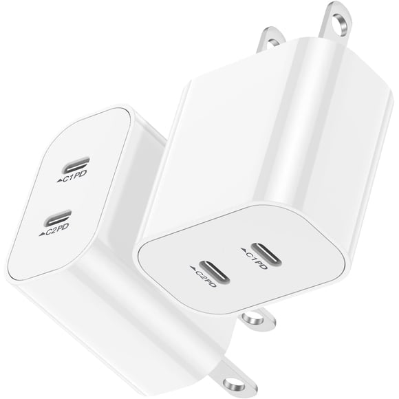 Bloque de carga rápida USB C de 20 W, paquete de 2 unidades para iPhone y iPad