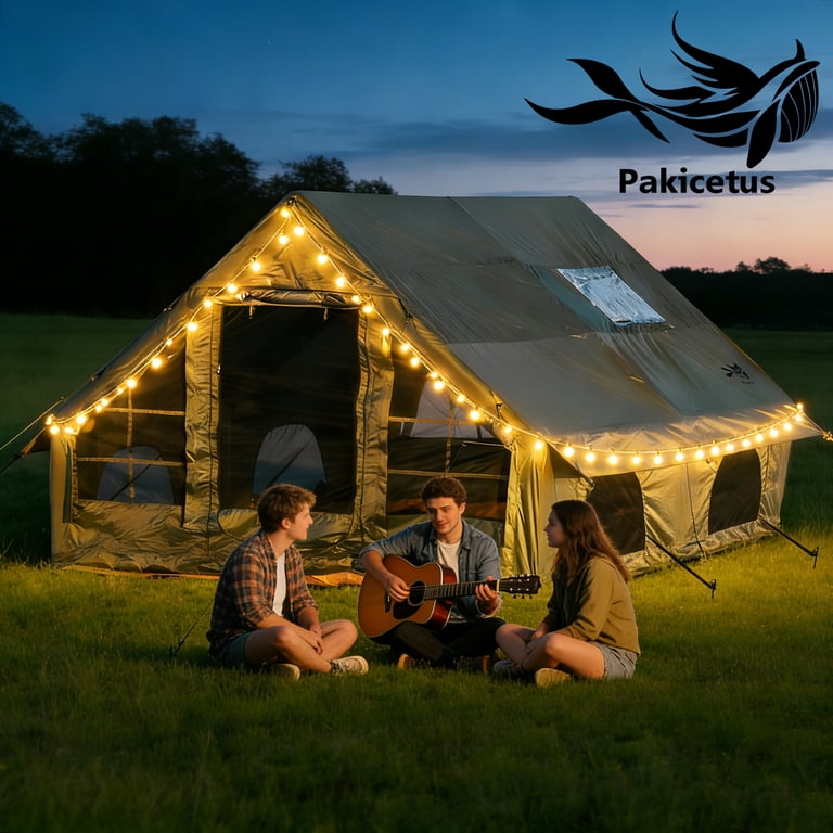 PAKICETUS 6-8 Person Blow Up Inflatable Tent w / Stove Jack