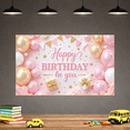 thumbnail image 6 of Pink Birthday Banner Decorative Party Background Golden Balloons for Celebration Event Indoor Decoration, 6 of 7