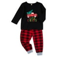 thumbnail image 3 of GRNSHTS Family Christmas Matching Outfits Clothes Set Truck Merry Christmas Tops Vintage Plaid Long Pants Sleepwear (Men/3XL), 3 of 9