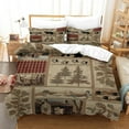 thumbnail image 1 of LAICAIW , Couvre-Lits Style Chalet, Ensemble de Courtepointe Orignal Ours, Double, 3 Pcs, Rustique, Microfibre, Réversible, 1 of 7