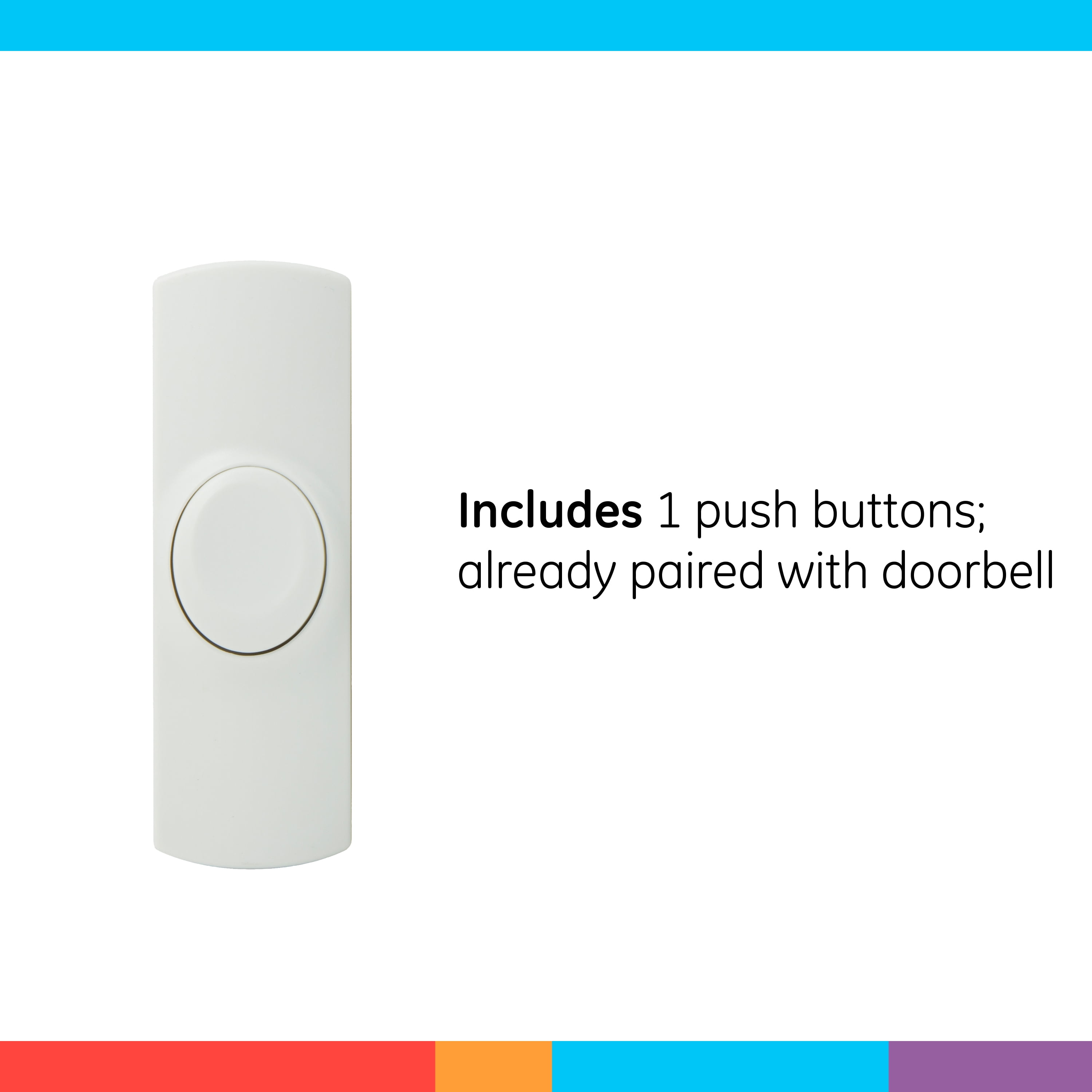 GE Wireless Doorbell Kit, Plug-In, 8 Melodies, 1 Push Button, White, 19299