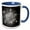 Blue/White, variant on 3drose, Elegant Silver Snowflake on Black Background Winter Greetings, 15oz Mug